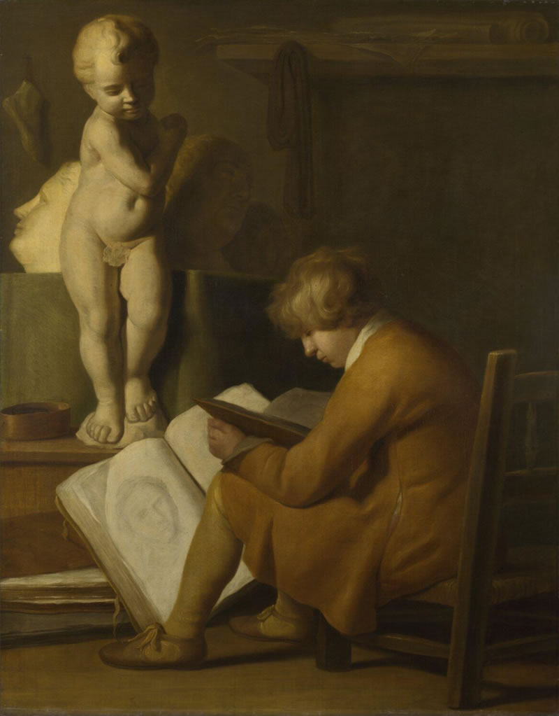 A Boy seated Drawing