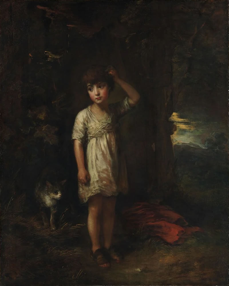 A Boy with a Cat—Morning