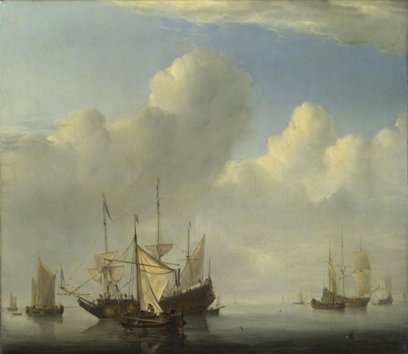A Dutch Ship Coming to Anchor