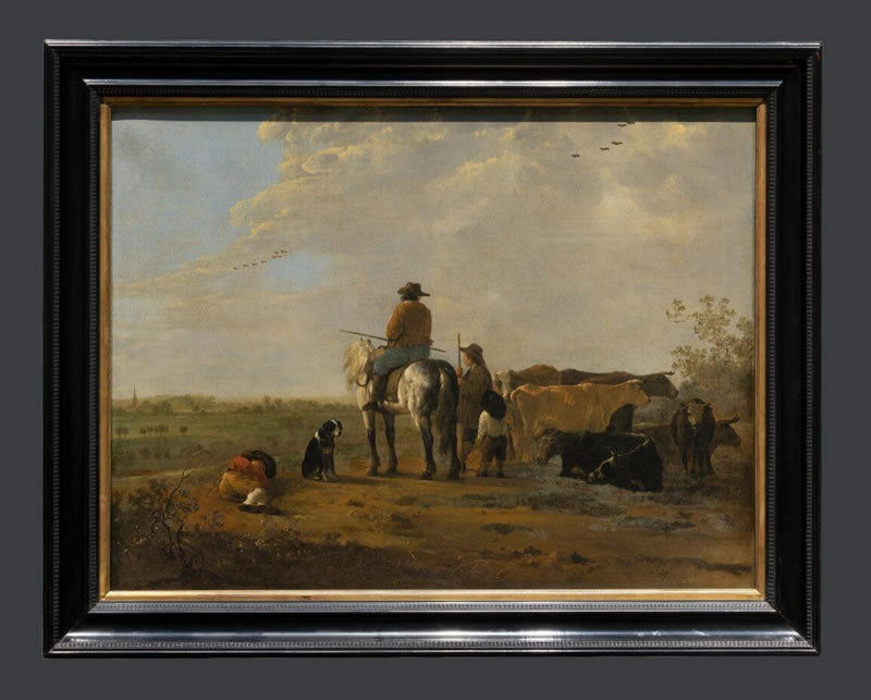 A Horseman with a Cowherd and Two Boys in a Meadow, and Seven Cows
