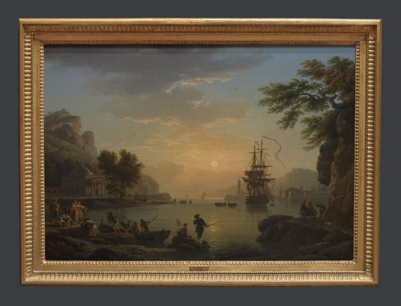 A Landscape at Sunset with Fishermen returning with their Catch ('Calme')