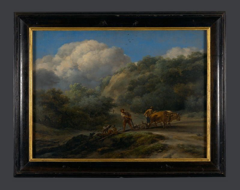 A Man and a Youth ploughing with Oxen