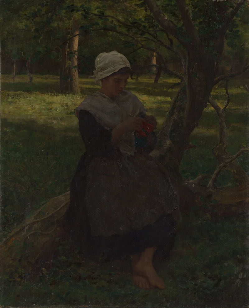A Peasant Girl Knitting