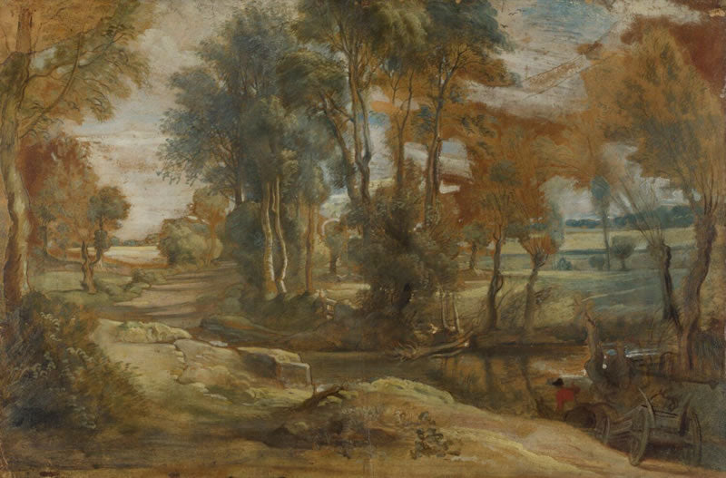 A Wagon fording a Stream
