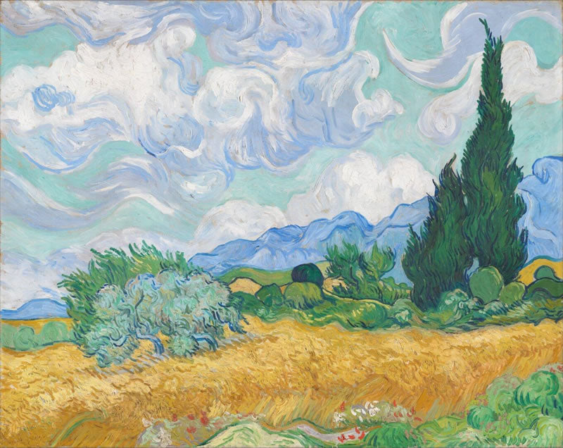 A Wheatfield with Cypresses