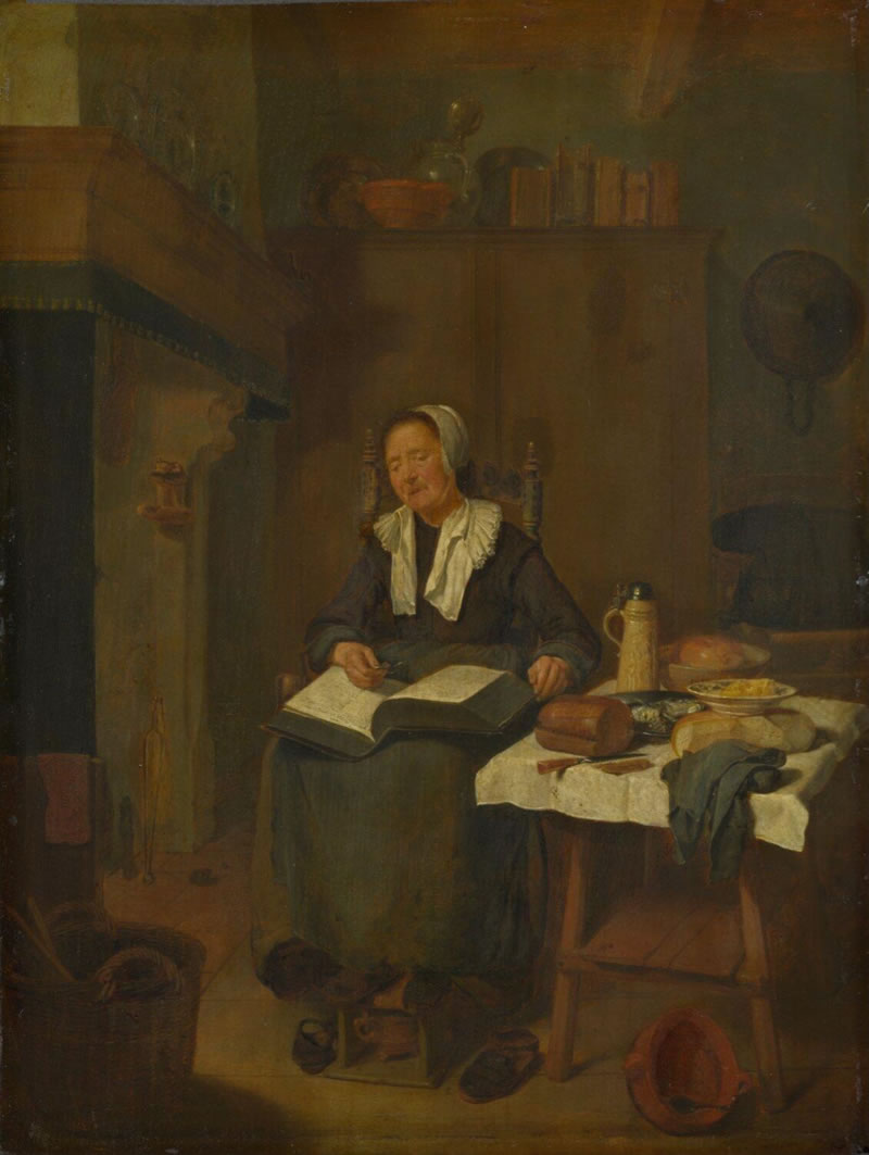 A Woman Asleep by a Fire