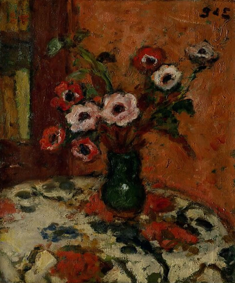 Anemones on a Flowered Tablecloth