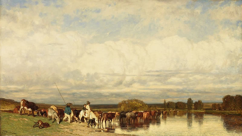Cows Crossing a Ford