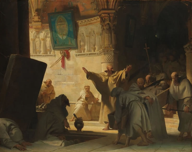Dramatic Scene with Monks in a Crypt
