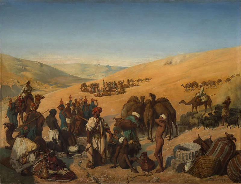 Halt of Caravans at the Wells of Saba (Beersheba) in the Desert South of Hebron