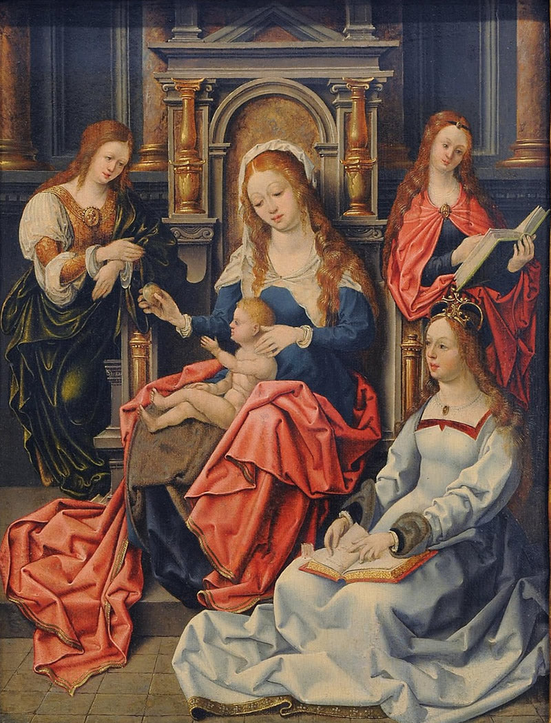 Madonna and Child and Three Female Saints