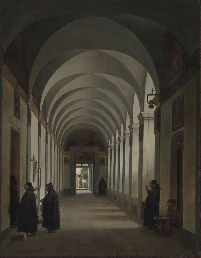 Monks in the Cloister of the Church of Gesù e Maria, Rome