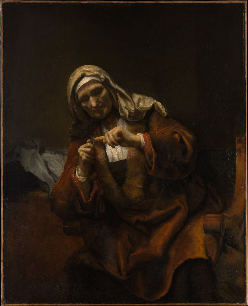 Old Woman Cutting Her Nails