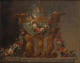 Perfume-burner supported by baby tritons and garlanded with flowers
