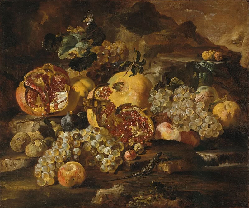 Pomegranates and Other Fruit in a Landscape