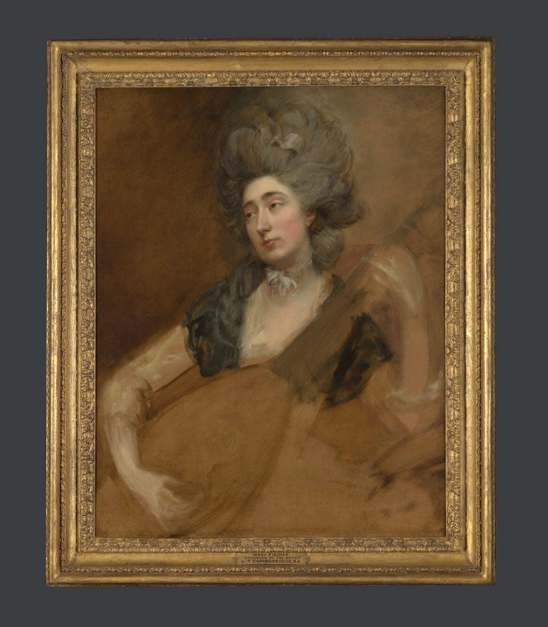 Portrait of Margaret Gainsborough holding a Theorbo