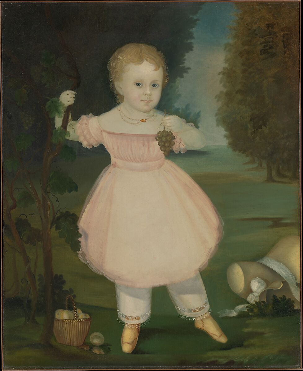 Portrait of a Little Girl Picking Grapes