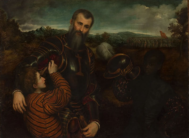 Portrait of a Man in Armor with Two Pages