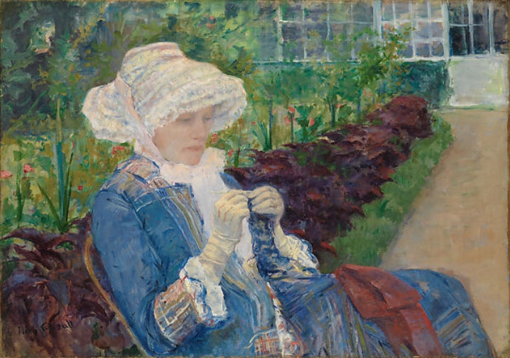 Lydia Crocheting in the Garden at Marly