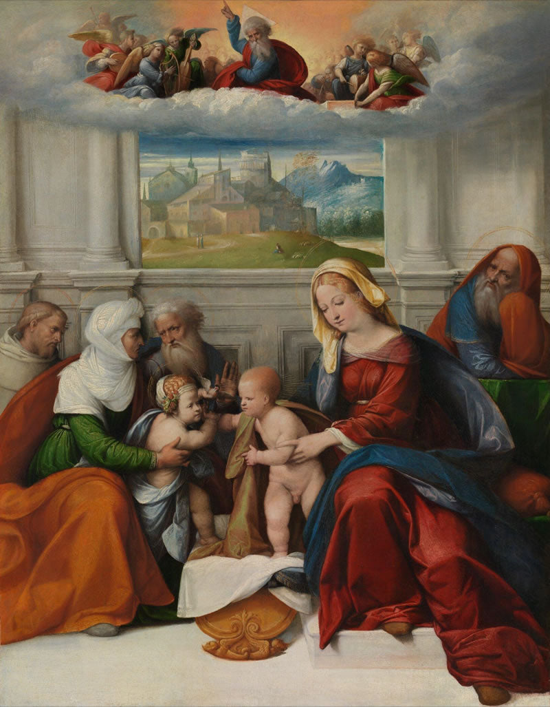 The Holy Family with Saints Elizabeth, Zacharias, John the Baptist (and Francis)