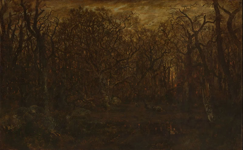 The Forest in Winter at Sunset