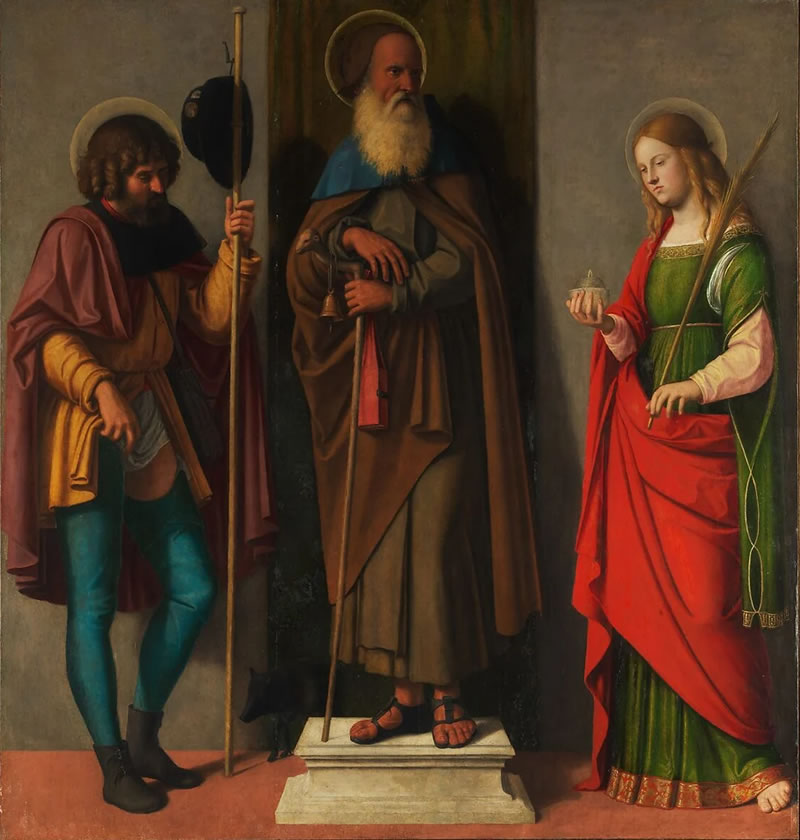 Three Saints: Roch, Anthony Abbot, and Lucy
