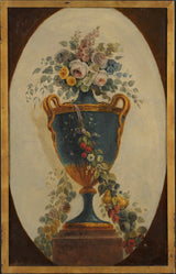 Vase of Flowers Draped with Garlands