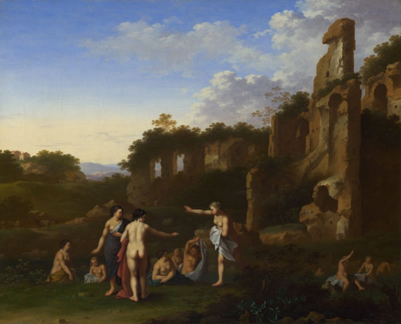 Women bathing in a Landscape