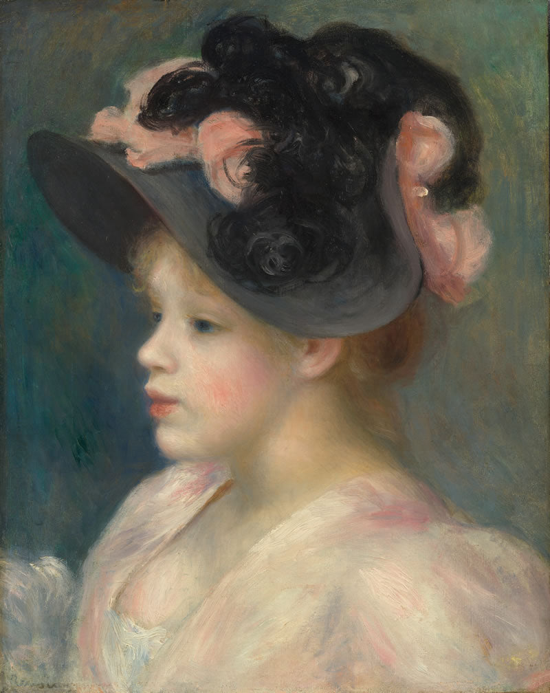 Young Girl in a Pink-and-Black Hat