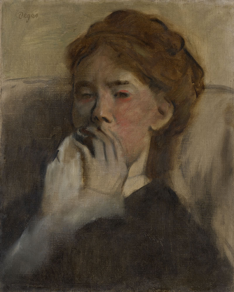 Young Woman with Her Hand over Her Mouth